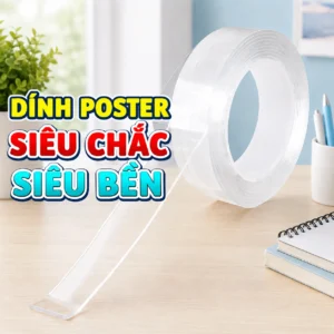 Băng dính 2 mặt Nano siêu dính băng keo trong suốt 3cm*2m dán Poster lên tường dính mọi bề mặt tiện lợi - 2D Tộc Shop