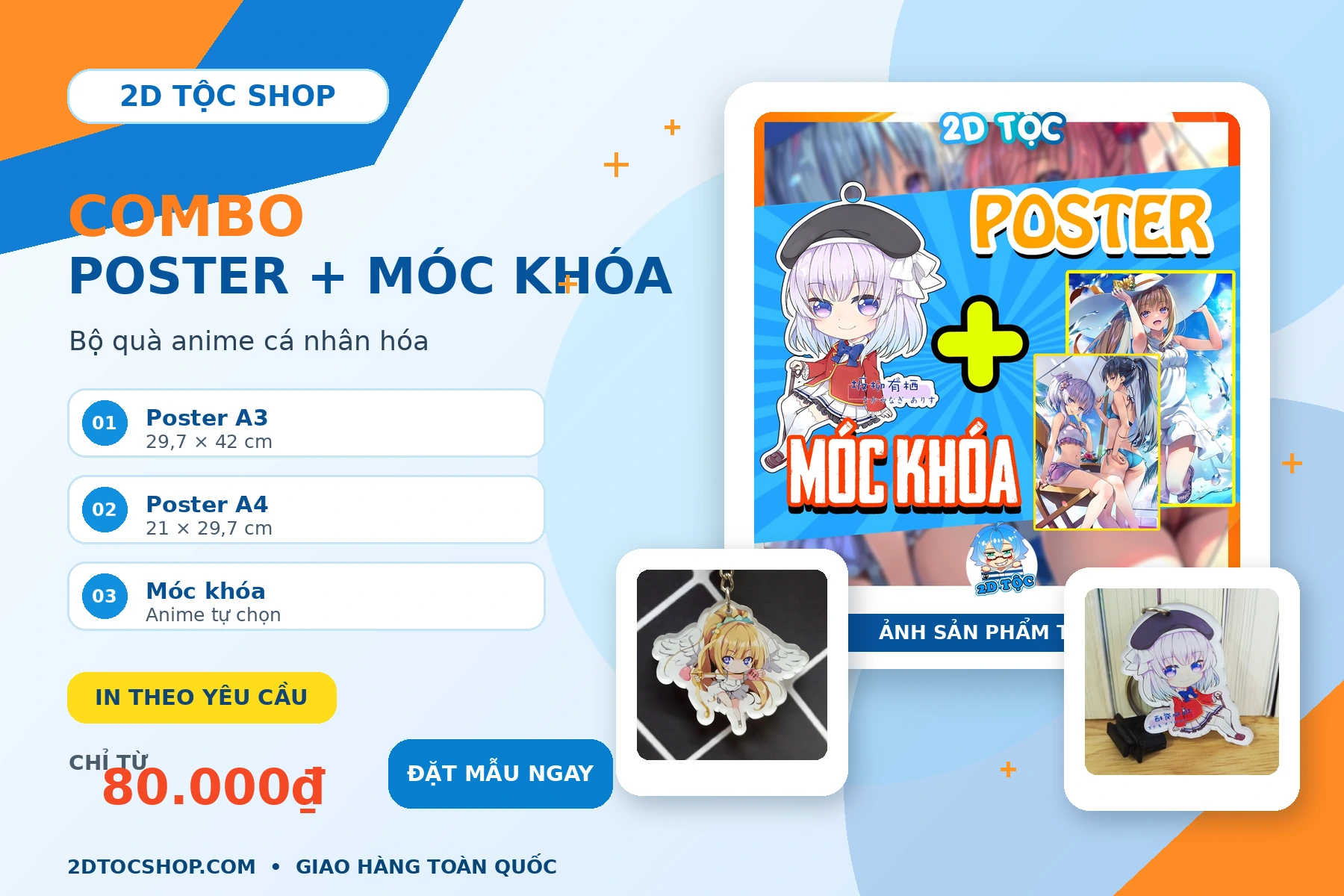 Combo poster và móc khóa anime tại 2D Tộc Shop