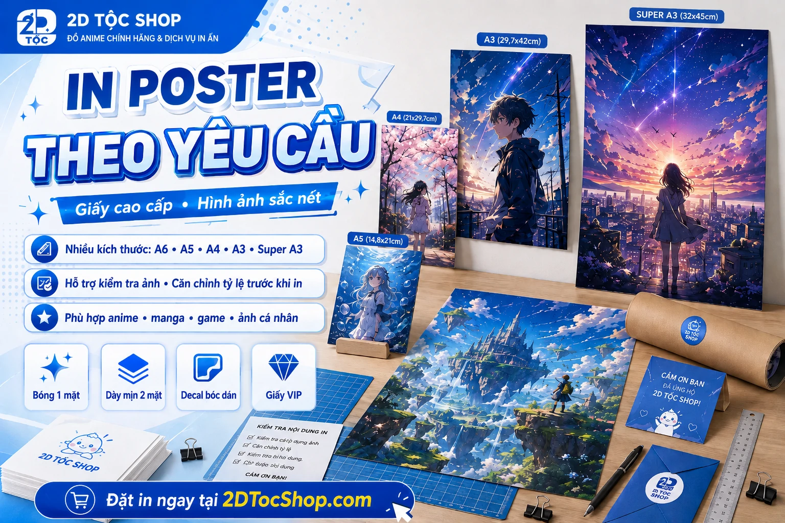 In poster anime manga light novel theo yêu cầu tại 2D Tộc Shop