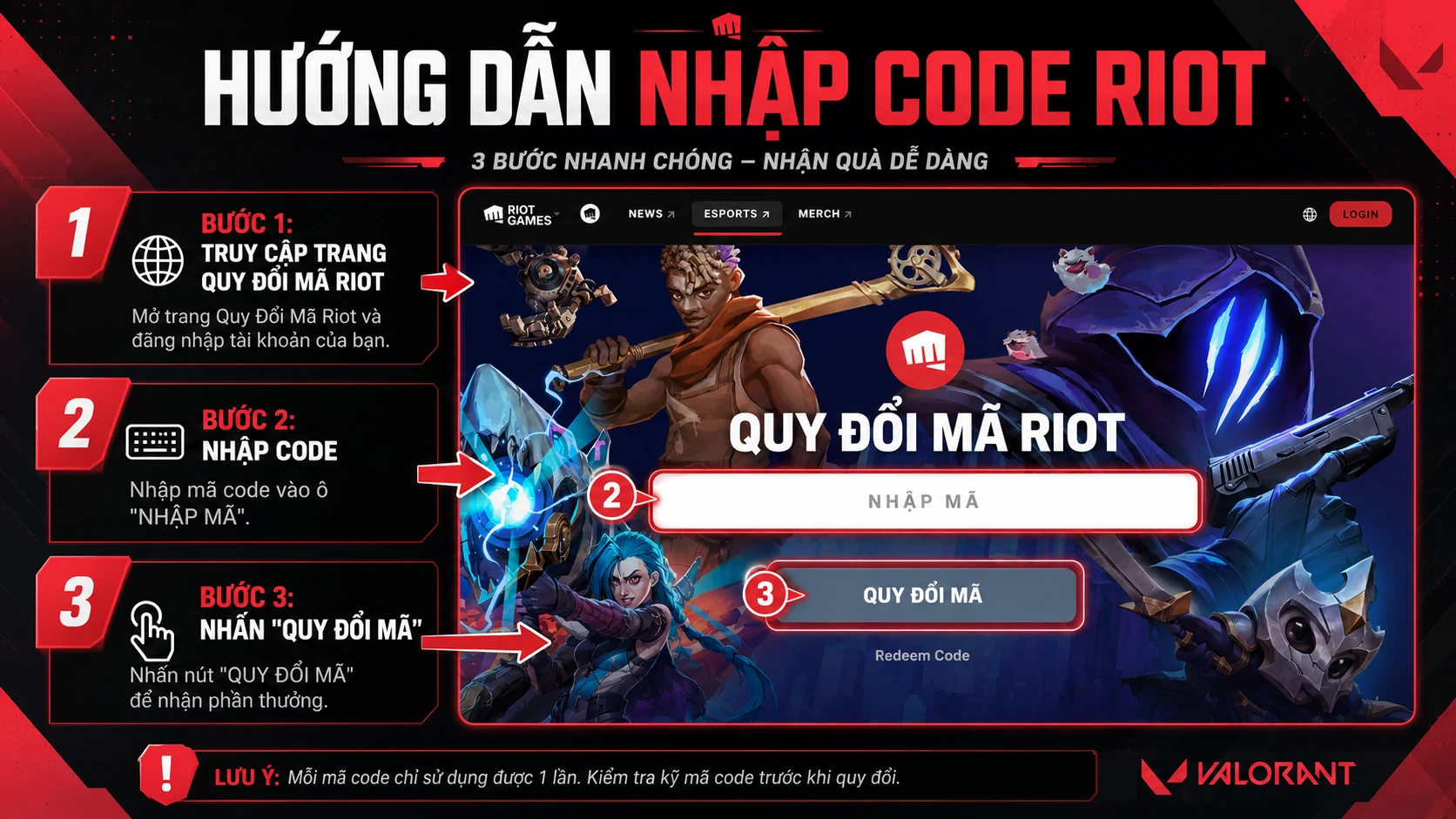 Trang quy đổi code VALORANT chính thức của Riot Games