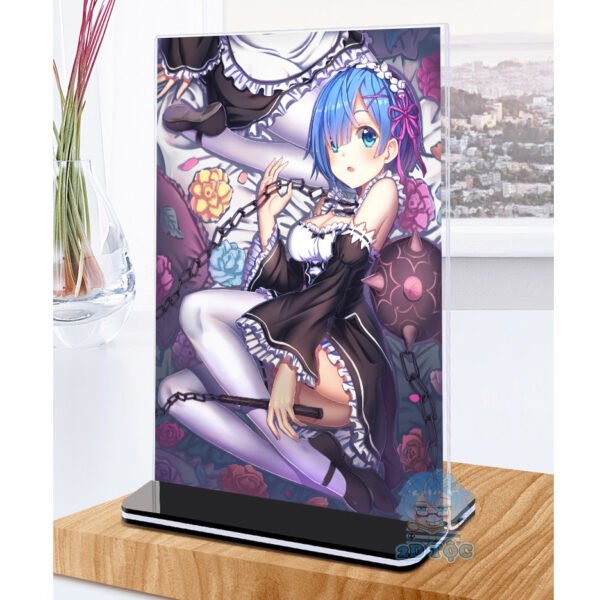 Khung ảnh Mica trong suốt Kích thước A4,A5 In hình Rem (1) Anime Manga Light Novel Re:Zero đế lùa màu đen