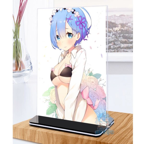 Khung ảnh Mica trong suốt Kích thước A4,A5 In hình Rem (1) Anime Manga Light Novel Re:Zero đế lùa màu đen
