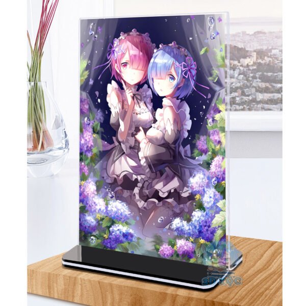 Khung ảnh Mica trong suốt Kích thước A4,A5 In hình Rem (1) Anime Manga Light Novel Re:Zero đế lùa màu đen