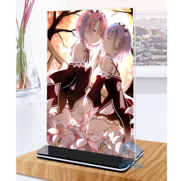 Khung ảnh Mica trong suốt Kích thước A4,A5 In hình Rem (1) Anime Manga Light Novel Re:Zero đế lùa màu đen