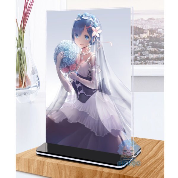Khung ảnh Mica trong suốt Kích thước A4,A5 In hình Rem (1) Anime Manga Light Novel Re:Zero đế lùa màu đen