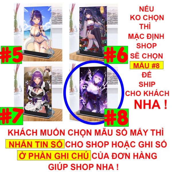Khung ảnh Mica trong suốt Kích thước A4,A5 In hình Raiden Shogun Game Genshin Impact (1) đế lùa màu đen