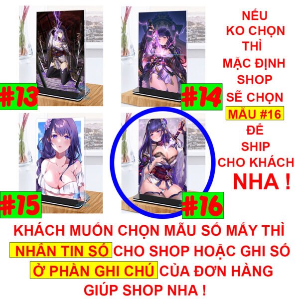 Khung ảnh Mica trong suốt Kích thước A4,A5 In hình Raiden Shogun Game Genshin Impact (1) đế lùa màu đen