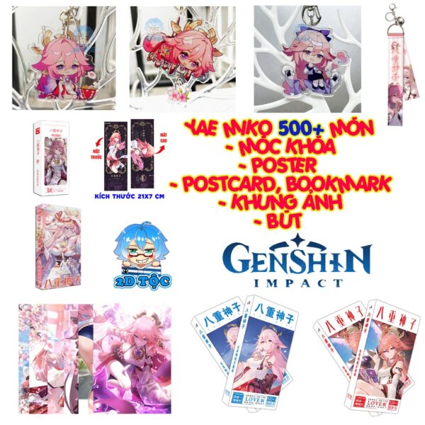 Tổng hợp Poster Postcard Móc khóa Standee Khung ảnh Bút Raiden Shogun - Yae Miko Game Genshin Impact - 2D Tộc Shop