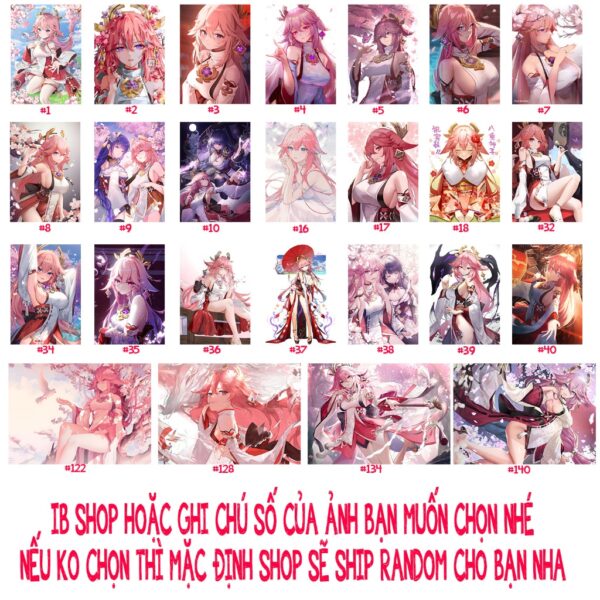 Tổng hợp Poster Postcard Móc khóa Standee Khung ảnh Bút Raiden Shogun - Yae Miko Game Genshin Impact - 2D Tộc Shop