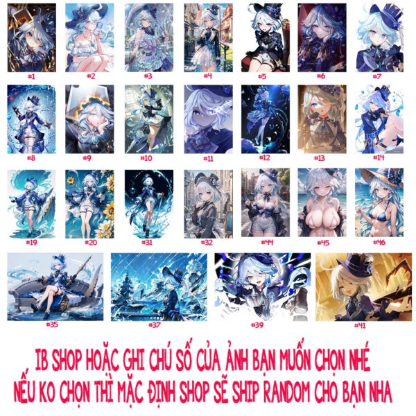 Tổng hợp Poster Postcard Móc khóa Standee Khung ảnh Bút Focalors (Furina) Game Genshin Impact - 2D Tộc Shop