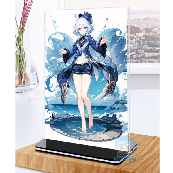 Khung ảnh Mica trong suốt Kích thước A4,A5 In hình Focalors (Furina) Game Genshin Impact đế lùa màu đen - 2D Tộc Shop