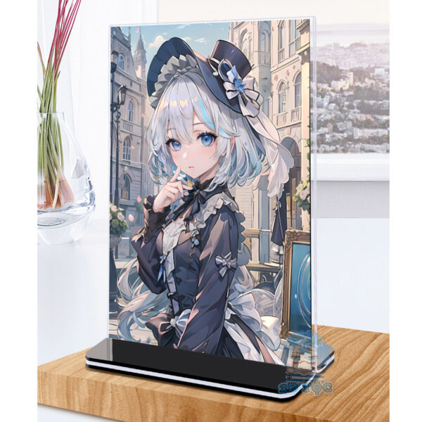 Khung ảnh Mica trong suốt Kích thước A4,A5 In hình Focalors (Furina) Game Genshin Impact đế lùa màu đen - 2D Tộc Shop