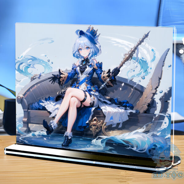 Khung ảnh Mica trong suốt Kích thước A4,A5 In hình Focalors (Furina) Game Genshin Impact đế lùa màu đen - 2D Tộc Shop