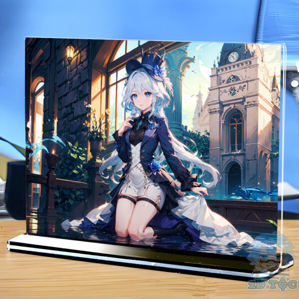Khung ảnh Mica trong suốt Kích thước A4,A5 In hình Focalors (Furina) Game Genshin Impact đế lùa màu đen - 2D Tộc Shop