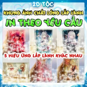 (IN HÌNH THEO YÊU CẦU) Khung ảnh chất lỏng để bàn hiệu ứng kim tuyến lấp lánh nhiều màu khác nhau Anime Manga Light Nove