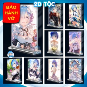 Khung ảnh Mica trong suốt Kích thước A4,A5 In hình Rem (1) Anime Manga Light Novel Re:Zero đế lùa dày trong suốt