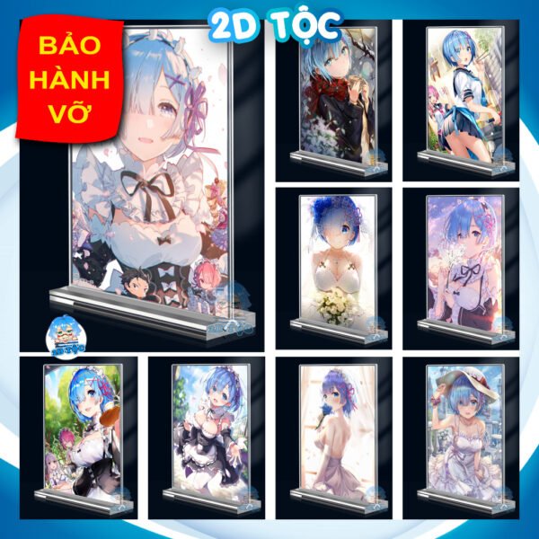 shopee-18583112174-1 Khung ảnh Mica trong suốt Kích thước A4,A5 In hình Rem (1) Anime Manga Light Novel Re:Zero đế lùa dày trong suốt