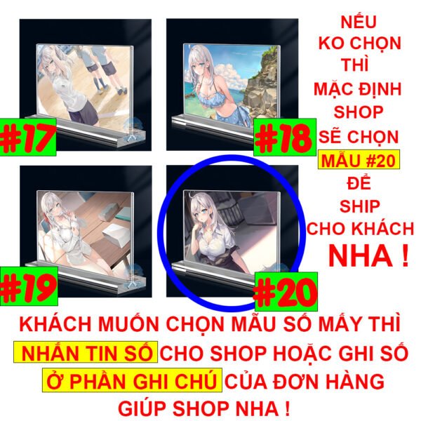 Khung ảnh Mica trong suốt Kích thước A4,A5 In hình Anime Manga Light Novel Arya Bàn Bên đế lùa dày trong suốt