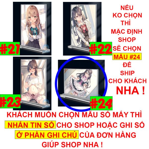 Khung ảnh Mica trong suốt Kích thước A4,A5 In hình Anime Manga Light Novel Arya Bàn Bên đế lùa dày trong suốt