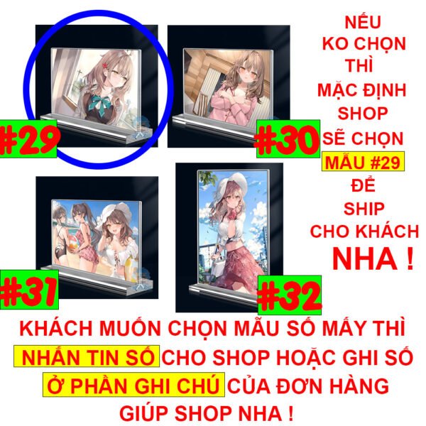 Khung ảnh Mica trong suốt Kích thước A4,A5 In hình Anime Manga Light Novel Arya Bàn Bên đế lùa dày trong suốt