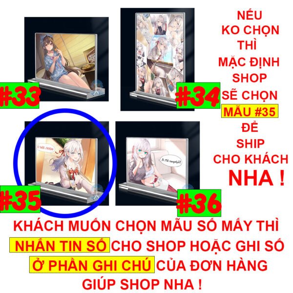 Khung ảnh Mica trong suốt Kích thước A4,A5 In hình Anime Manga Light Novel Arya Bàn Bên đế lùa dày trong suốt