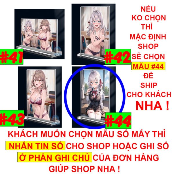 Khung ảnh Mica trong suốt Kích thước A4,A5 In hình Anime Manga Light Novel Arya Bàn Bên đế lùa dày trong suốt