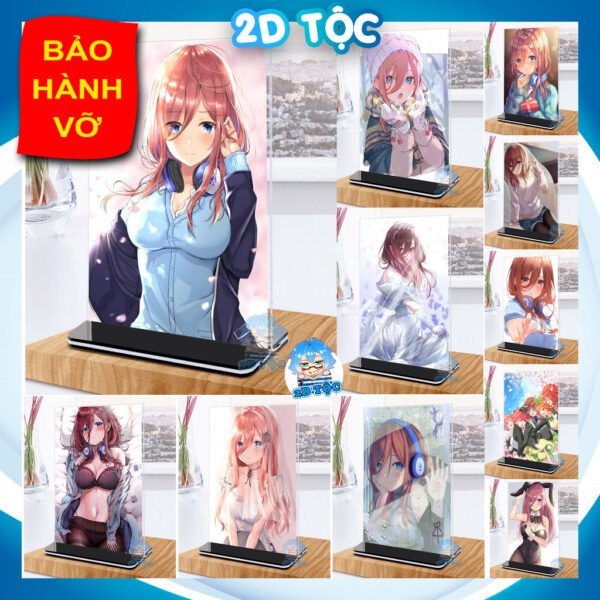 Khung ảnh Mica trong suốt Kích thước A4,A5 In hình Nakano Miku (1) Anime Manga Nhà Có 5 Nàng Dâu đế lùa màu đen