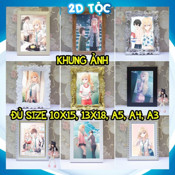 Khung Ảnh TreoTường,Để Bàn 10x15,13x18,A5,A4,A3 Mặt Mica Sống Cùng Em Kế Gimai Seikatsu - kèm chân đế/Đinh 3 chân-2D Tộc