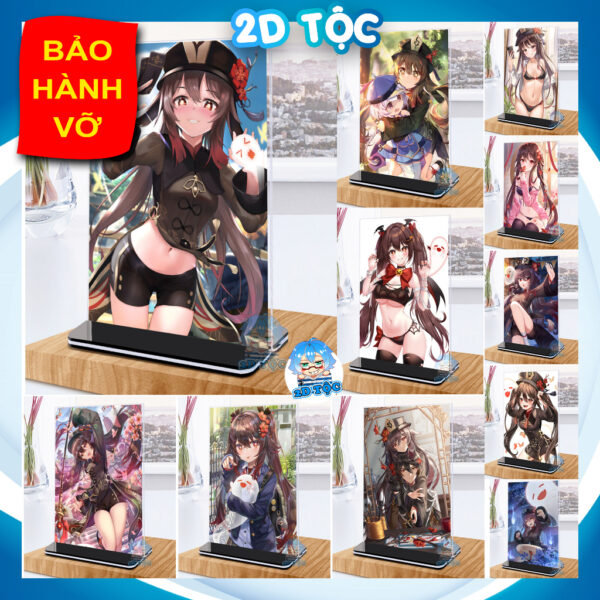 Khung ảnh Mica trong suốt Kích thước A4,A5 In hình Hutao Game Genshin Impact (1) đế lùa màu đen - 2D Tộc Shop