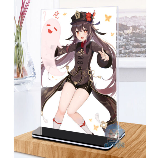 Khung ảnh Mica trong suốt Kích thước A4,A5 In hình Hutao Game Genshin Impact (1) đế lùa màu đen - 2D Tộc Shop