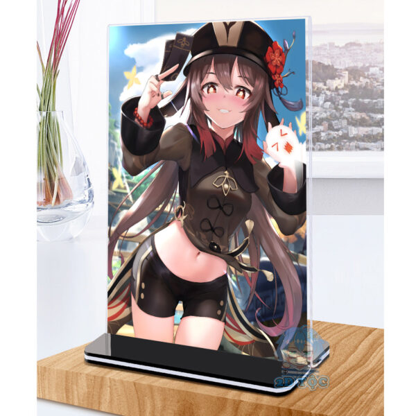 Khung ảnh Mica trong suốt Kích thước A4,A5 In hình Hutao Game Genshin Impact (1) đế lùa màu đen - 2D Tộc Shop