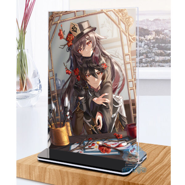 Khung ảnh Mica trong suốt Kích thước A4,A5 In hình Hutao Game Genshin Impact (1) đế lùa màu đen - 2D Tộc Shop