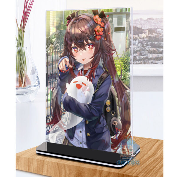 Khung ảnh Mica trong suốt Kích thước A4,A5 In hình Hutao Game Genshin Impact (1) đế lùa màu đen - 2D Tộc Shop