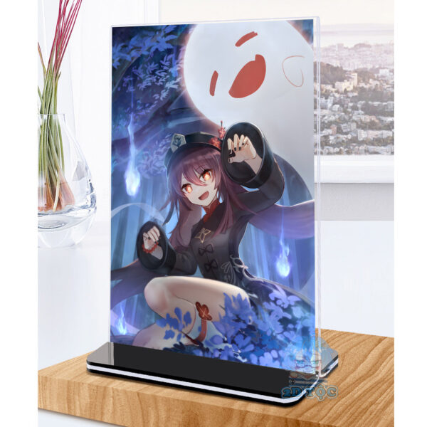 Khung ảnh Mica trong suốt Kích thước A4,A5 In hình Hutao Game Genshin Impact (1) đế lùa màu đen - 2D Tộc Shop