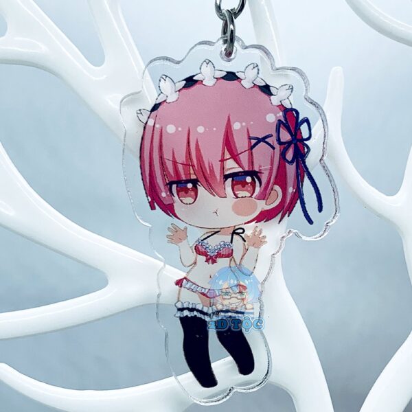 Móc Khóa Mica Trong Suốt Ép 2 Lớp Mica cao cấp Anime Manga Light Novel Re:Zero (Ram, Rem, Emilia) - 2D Tộc Shop