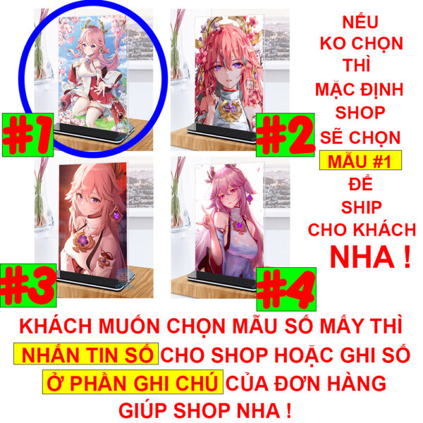 Khung ảnh Mica trong suốt Kích thước A4,A5 In hình Yae Miko Game Genshin Impact (1) đế lùa màu đen