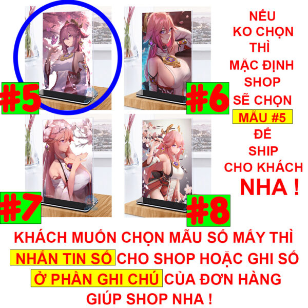 Khung ảnh Mica trong suốt Kích thước A4,A5 In hình Yae Miko Game Genshin Impact (1) đế lùa màu đen