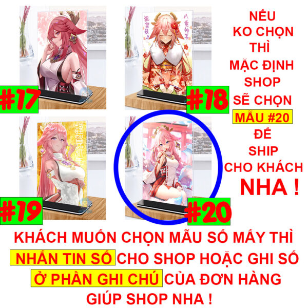 Khung ảnh Mica trong suốt Kích thước A4,A5 In hình Yae Miko Game Genshin Impact (1) đế lùa màu đen