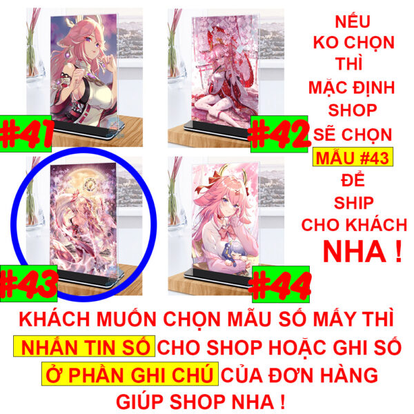 Khung ảnh Mica trong suốt Kích thước A4,A5 In hình Yae Miko Game Genshin Impact (1) đế lùa màu đen