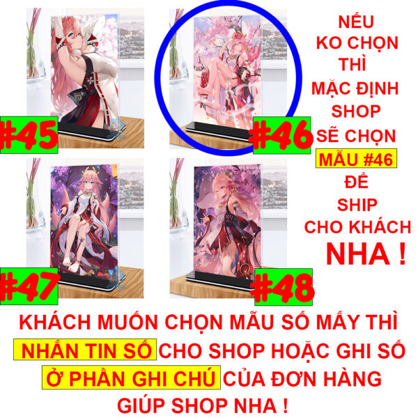 Khung ảnh Mica trong suốt Kích thước A4,A5 In hình Yae Miko Game Genshin Impact (1) đế lùa màu đen