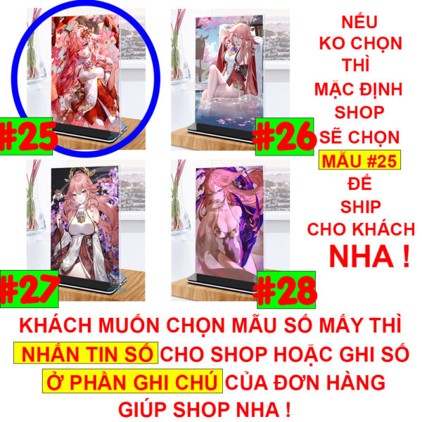 Khung ảnh Mica trong suốt Kích thước A4,A5 In hình Yae Miko Game Genshin Impact (1) đế lùa màu đen