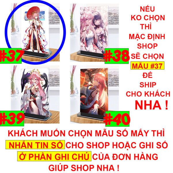 Khung ảnh Mica trong suốt Kích thước A4,A5 In hình Yae Miko Game Genshin Impact (1) đế lùa màu đen