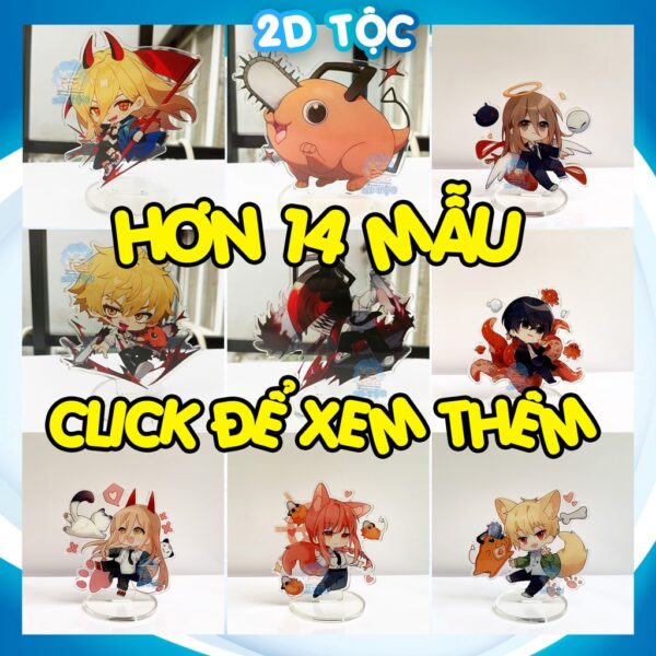 Mô hình Standee Mica Trong suốt In 2mặt sắc nét Ép 2 lớp Mica nhân vật Anime Manga Chainsaw Man (Denji,Power,Makima,...)