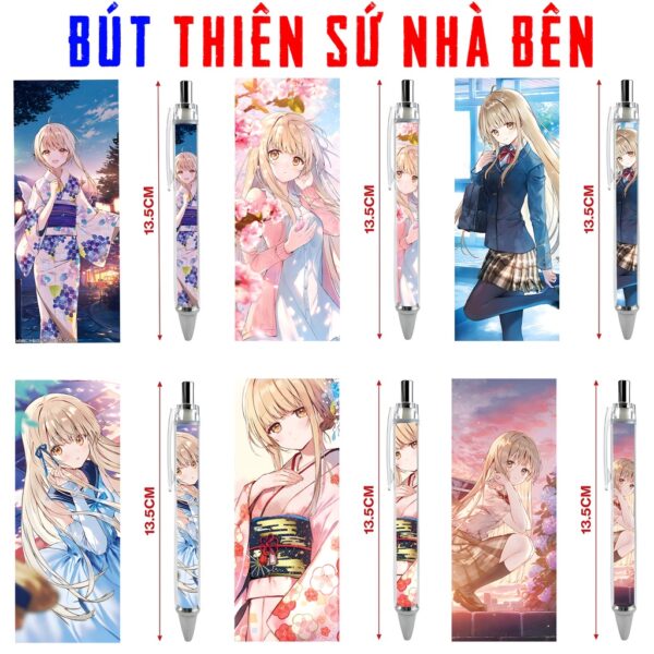 Bút viết In hình Anime Manga Light Novel Thiên sứ Nhà Bên - Hình in sắc nét - Bút Gel ngòi 0.5mm by 2D Tộc Shop
