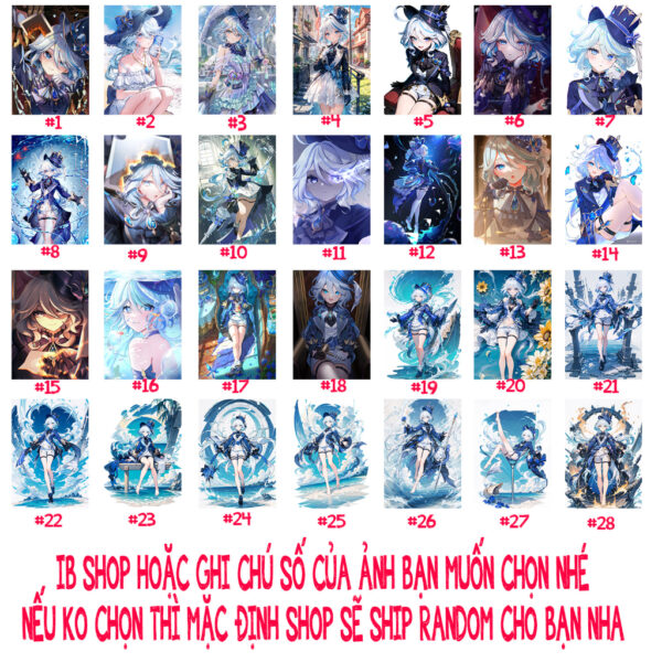 Khung Ảnh Treo Tường, Để Bàn 10x15, 13x18, A5, A4, A3 Mặt Mica  Focalors (Furina) Game Genshin Impact- kèm chân đế/Đinh