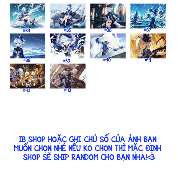 Khung Ảnh Treo Tường, Để Bàn 10x15, 13x18, A5, A4, A3 Mặt Mica  Focalors (Furina) Game Genshin Impact- kèm chân đế/Đinh