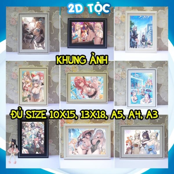 Khung Ảnh Treo Tường, Để Bàn 10x15, 13x18, A5, A4, A3 Mặt Mica Tổng Hợp Blue Archive (2) - kèm chân đế/Đinh 3 chân