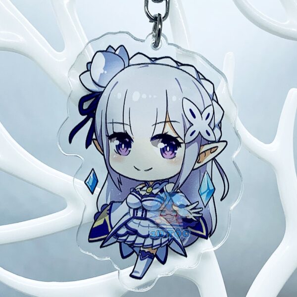 Móc Khóa Mica Trong Suốt Ép 2 Lớp Mica cao cấp Anime Manga Light Novel Re:Zero (Ram, Rem, Emilia) - 2D Tộc Shop