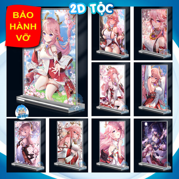 shopee-21579743939-1 Khung ảnh Mica trong suốt Kích thước A4,A5 In hình Yae Miko Game Genshin Impact (1) đế lùa dày trong suốt