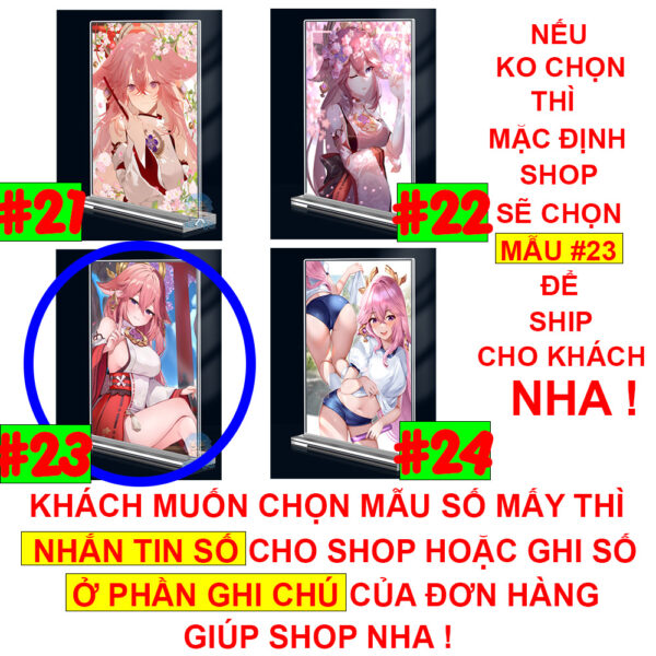 shopee-21579743939-6 Khung ảnh Mica trong suốt Kích thước A4,A5 In hình Yae Miko Game Genshin Impact (1) đế lùa dày trong suốt